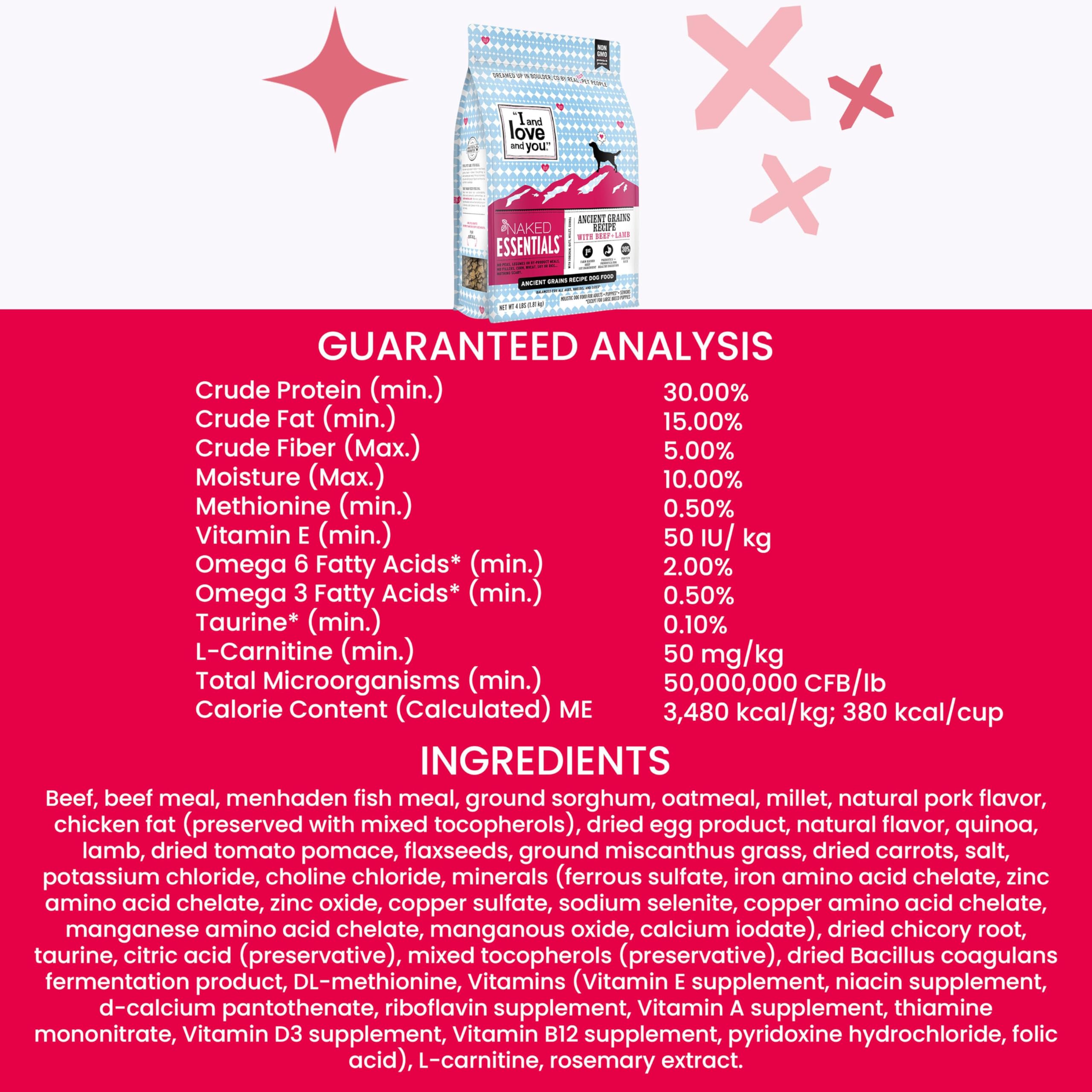 I and Love and You Naked Essentials kibble with heart-healthy vitamins for vitality