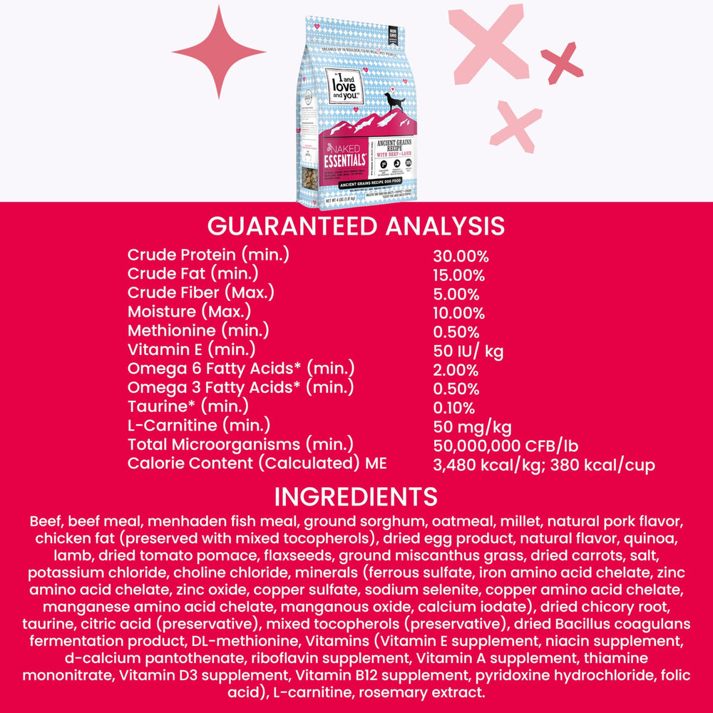 I and Love and You Naked Essentials kibble with heart-healthy vitamins for vitality