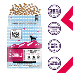 I and love and you Naked Essentials probiotics and prebiotics on bag illustration supporting digestion