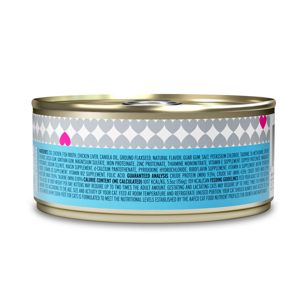 I and Love and You Oh My Cod Pate opened can close-up showing silky texture.