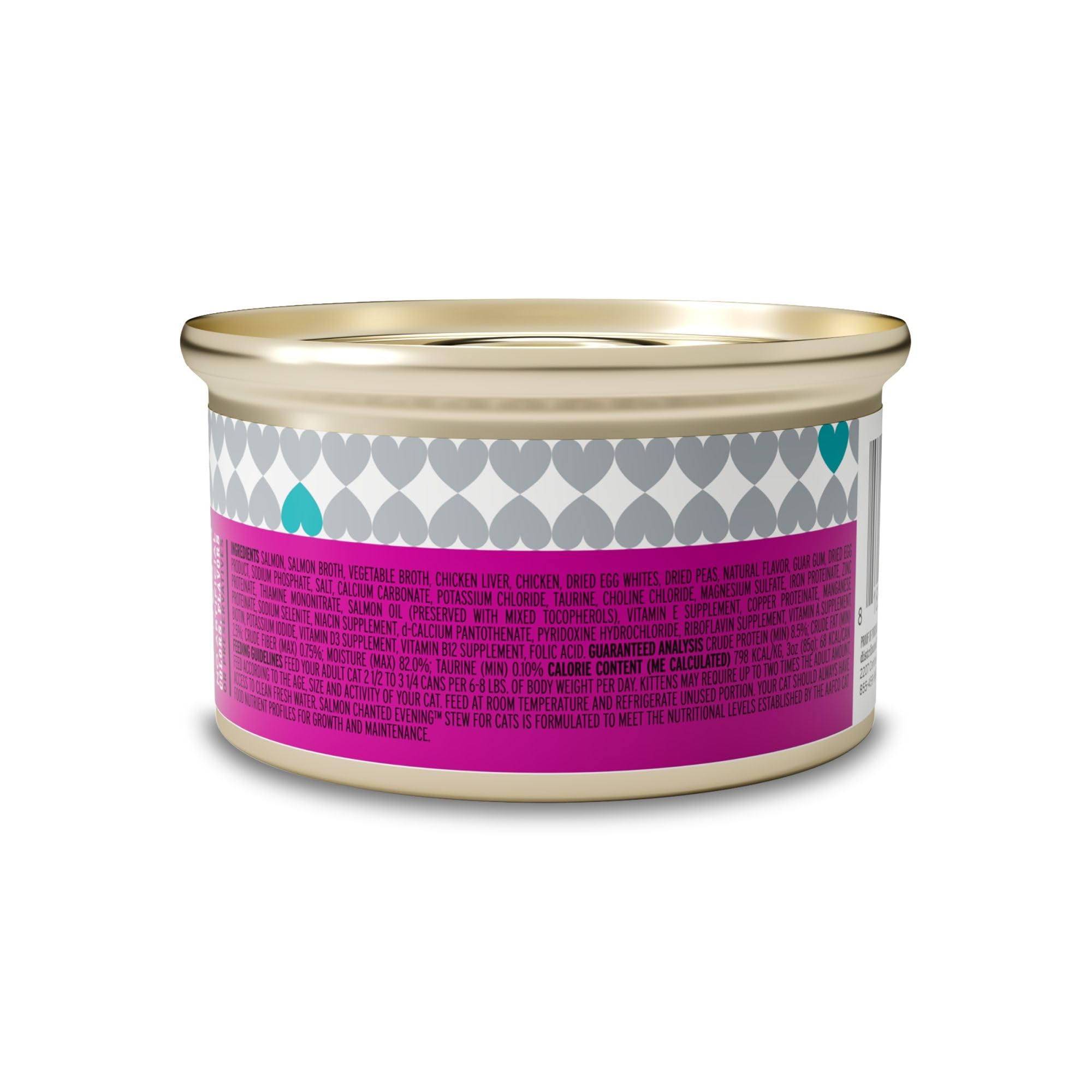 I and love and you Stew can with salmon chunks and gravy for mealtime delight.