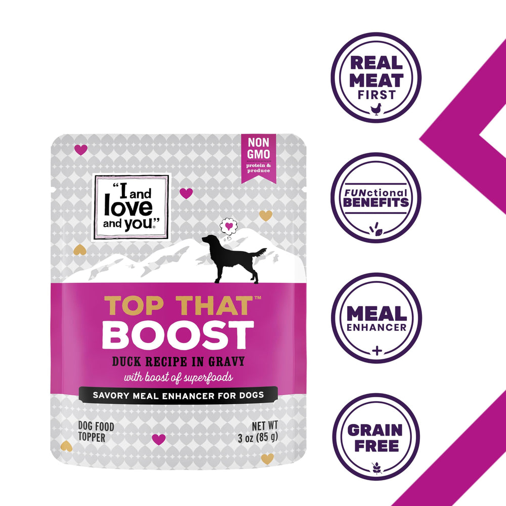 Pumpkin and cranberries in I and love and you Top That Boost pouch for natural flavor