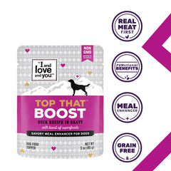 Pumpkin and cranberries in I and love and you Top That Boost pouch for natural flavor
