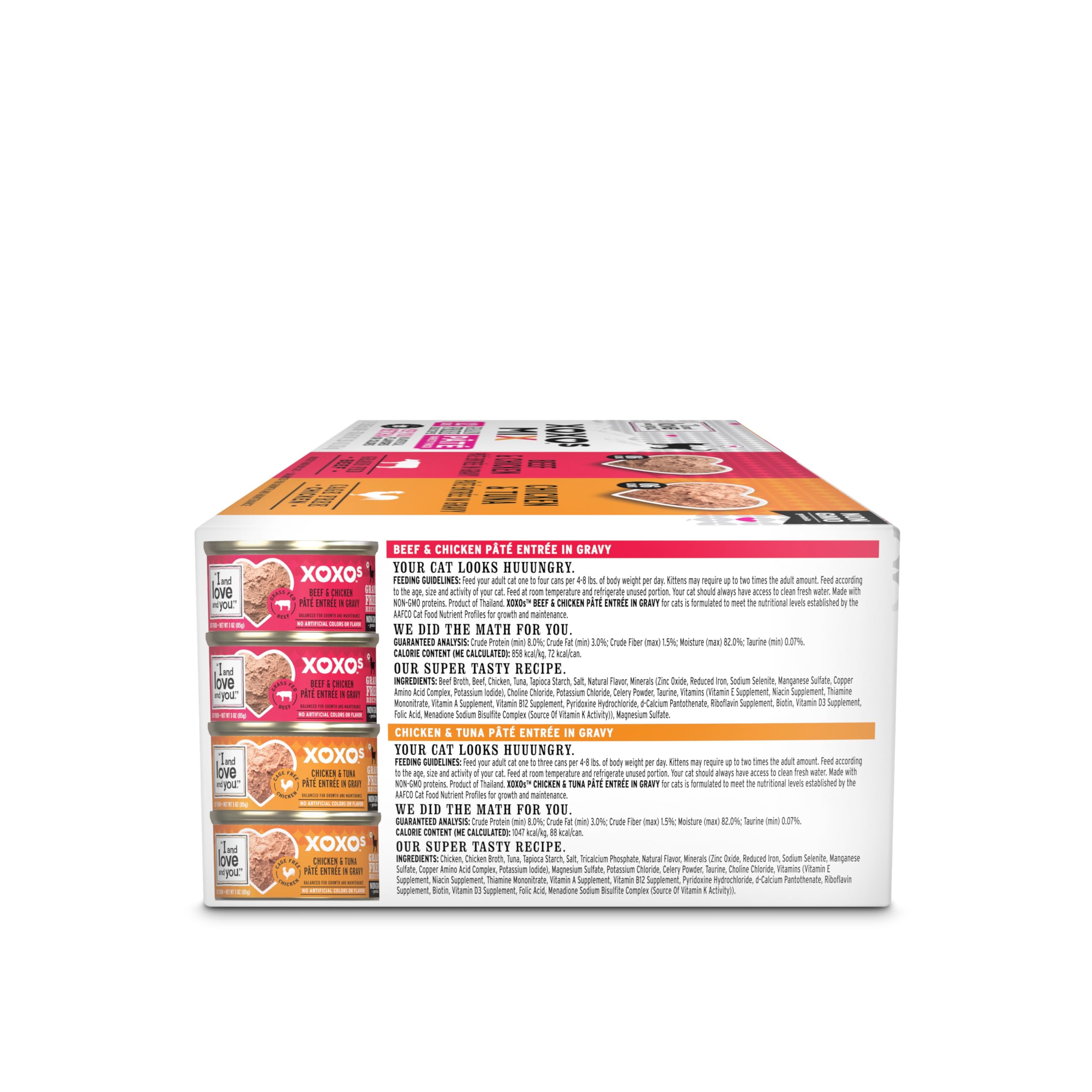 I AND LOVE AND YOU XOXOs beef pate can, rich flavor for variety.