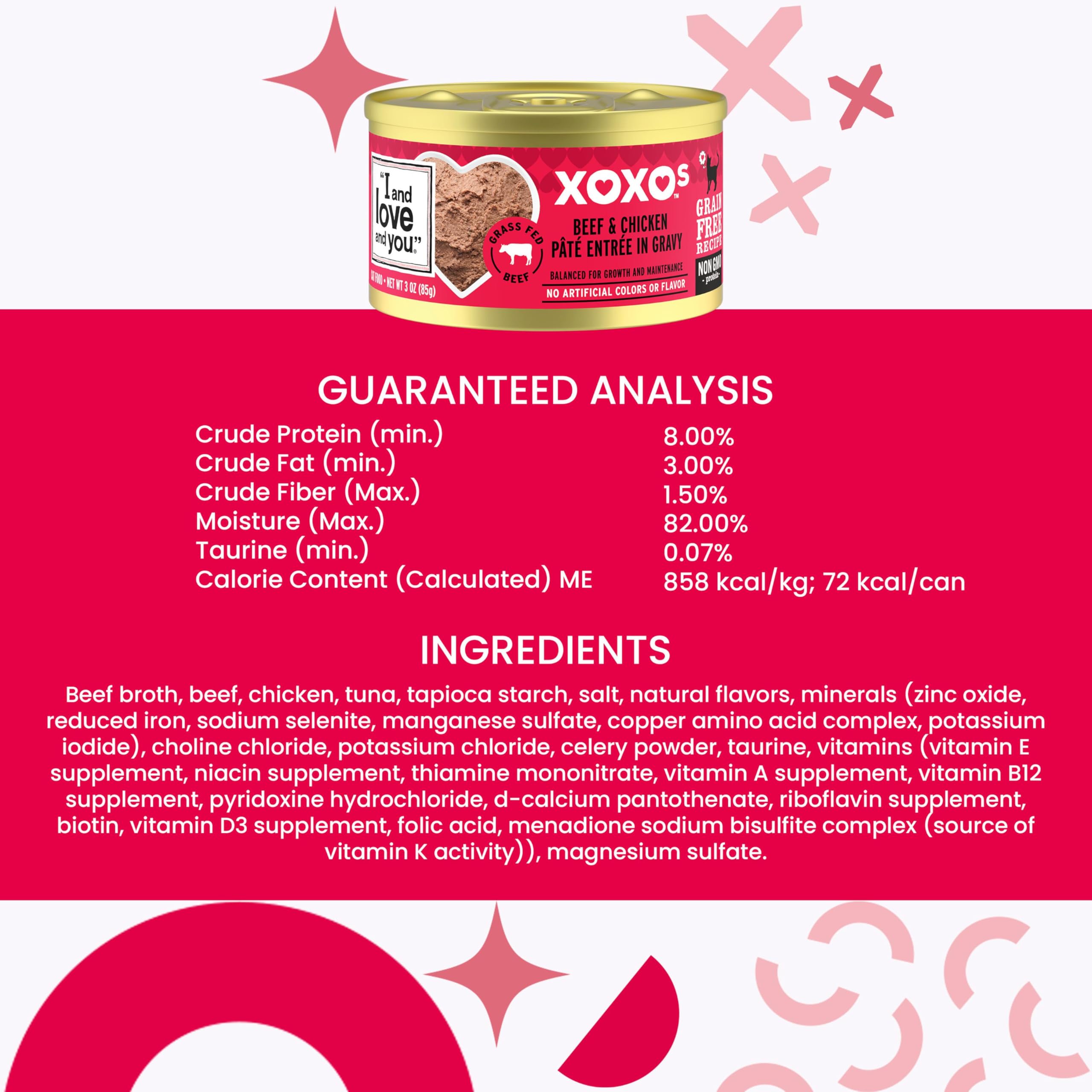 I AND LOVE AND YOU XOXOs grain-free formula, no fillers in the recipe.