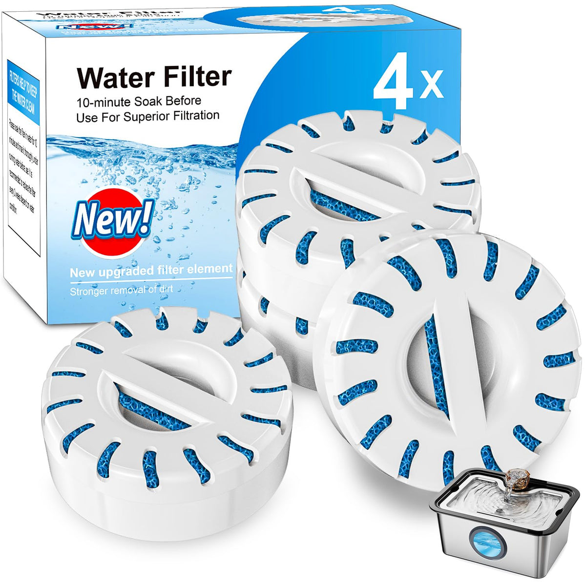 IAD replacement filter for large dog fountain shows easy installation and fresh water.