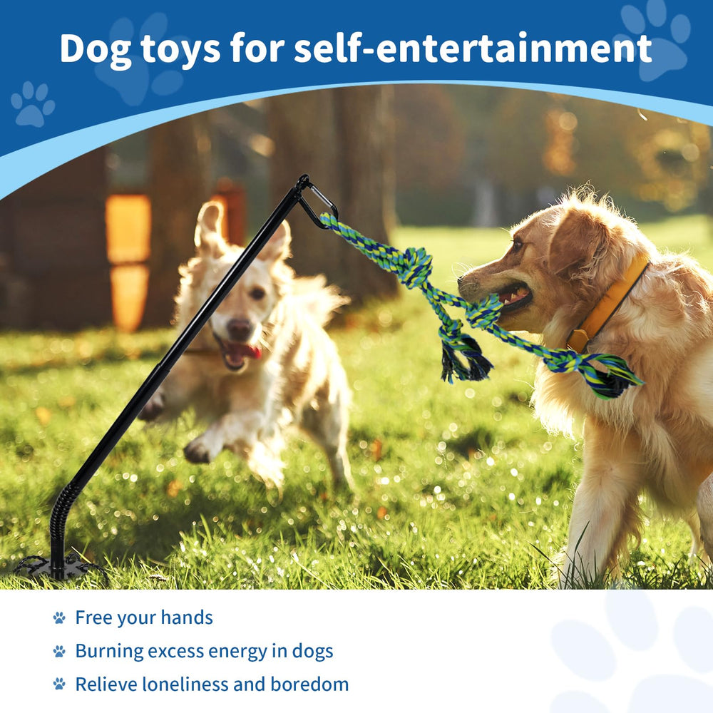 IAIGOGO durable stake setup stabilizes the toy on grass.