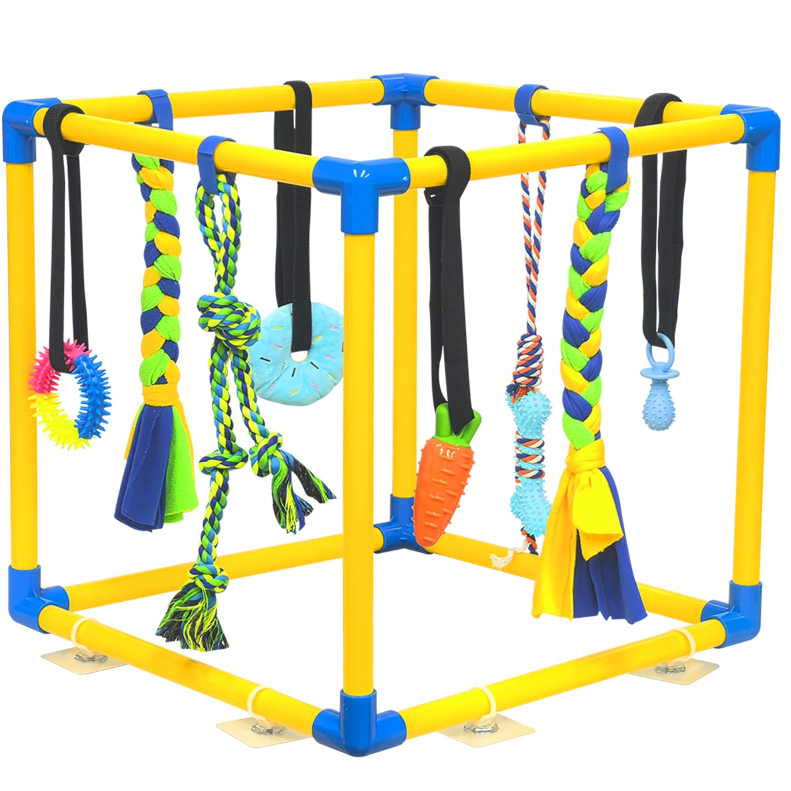 IAIGOGO Puppy Play Gym with eight toys for teething and mental engagement