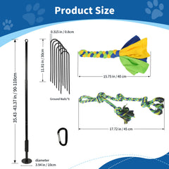 IAIGOGO height adjustable spring pole fits dogs of all sizes for tugging.