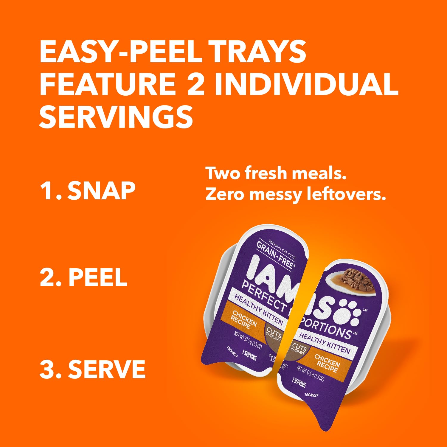 IAMS Perfect Portions grain-free recipe supports grain-free diets in meals.
