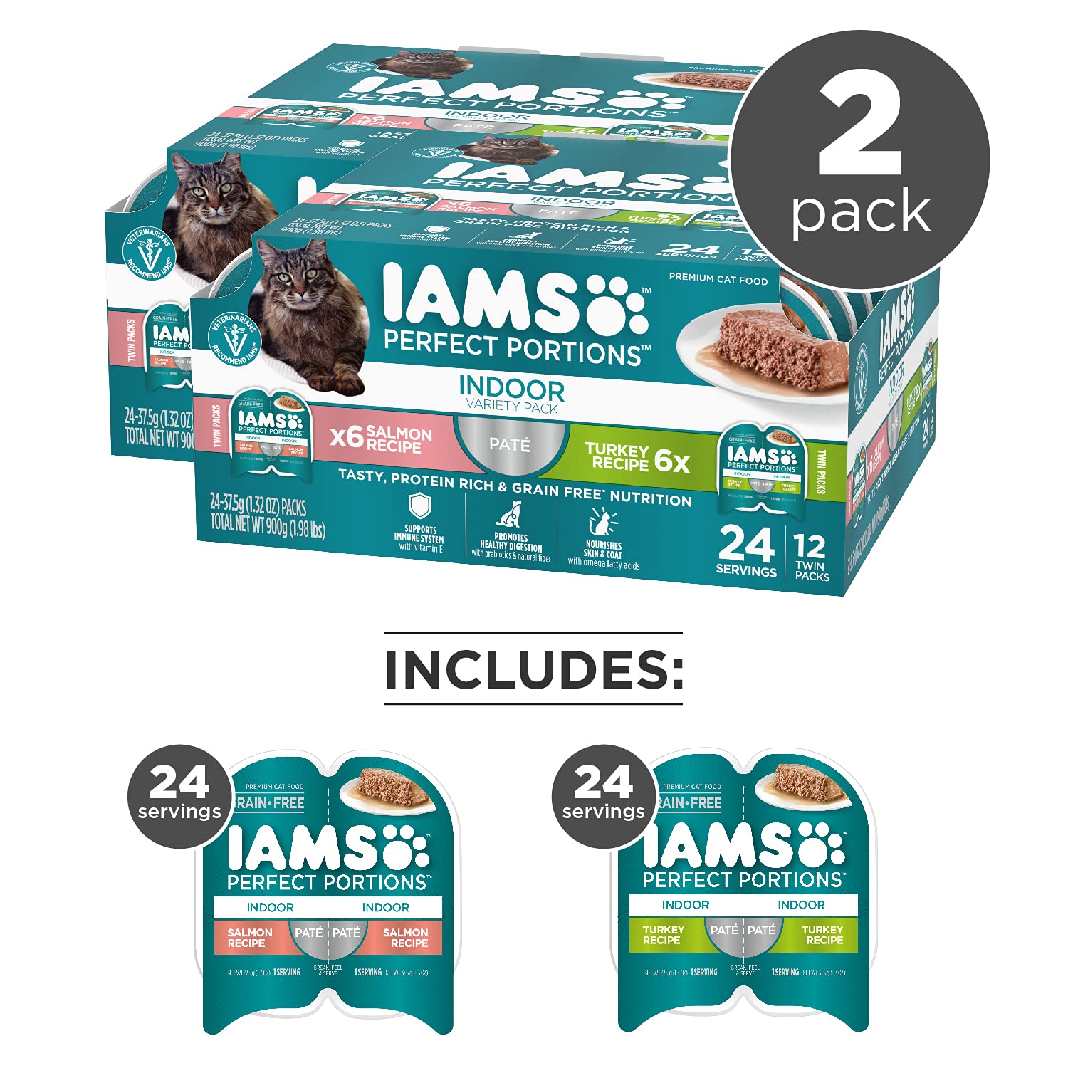 IAMS Perfect Portions indoor salmon pate tray for balanced flavor