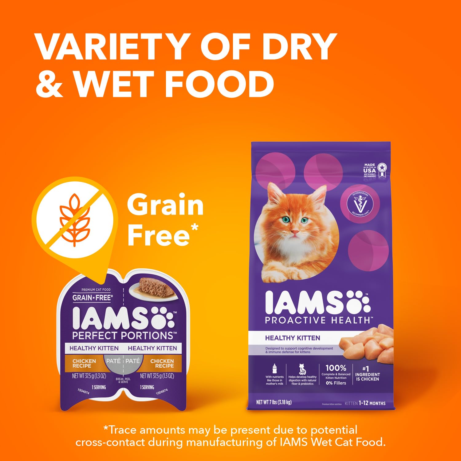 IAMS Perfect Portions no artificial flavors or preservatives label visible.