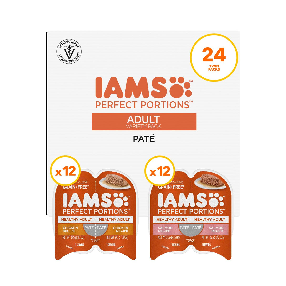 IAMS Perfect Portions chicken pate tray for indoor cats with balanced nutrition