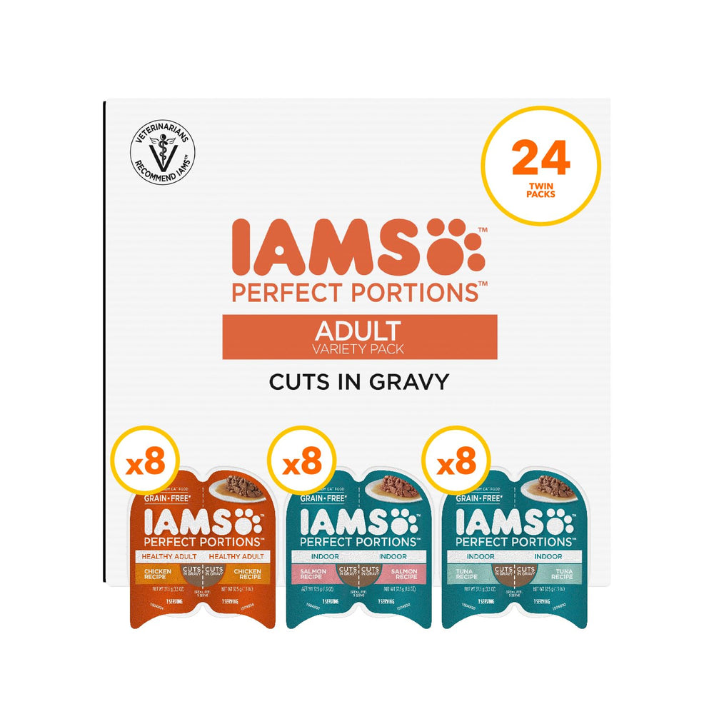 IAMS Perfect Portions chicken pate twin-pack trays for easy feeding and portion control.