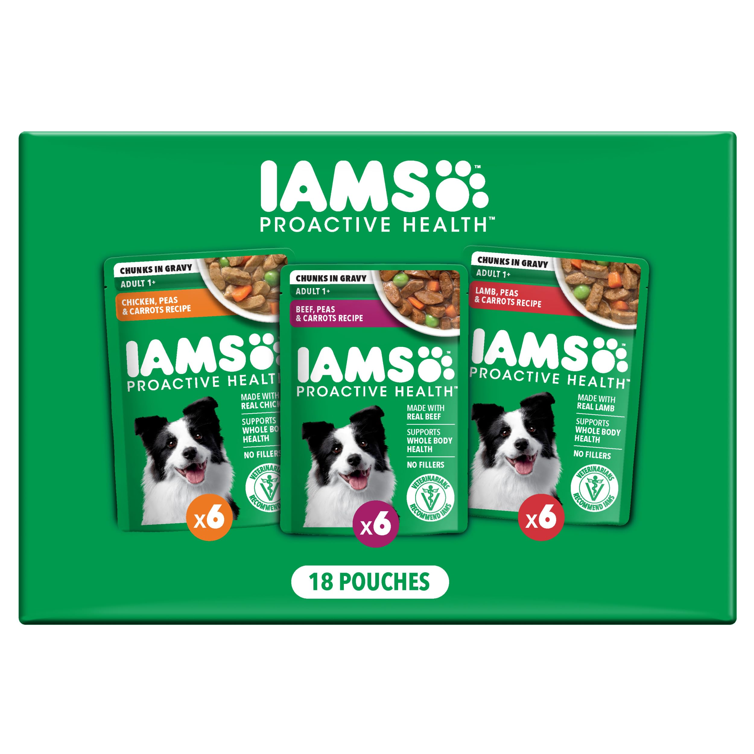 IAMS Proactive Health adult wet dog food variety pack 18-count pouches for complete meals