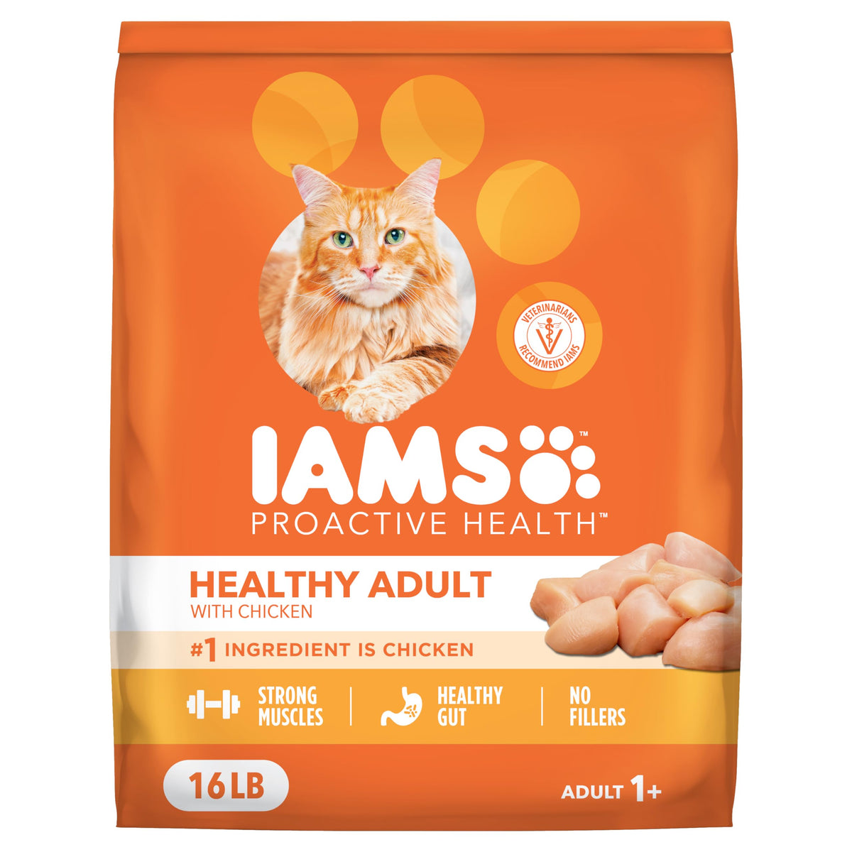 IAMS Proactive Health chicken kibble in bag supports healthy muscles