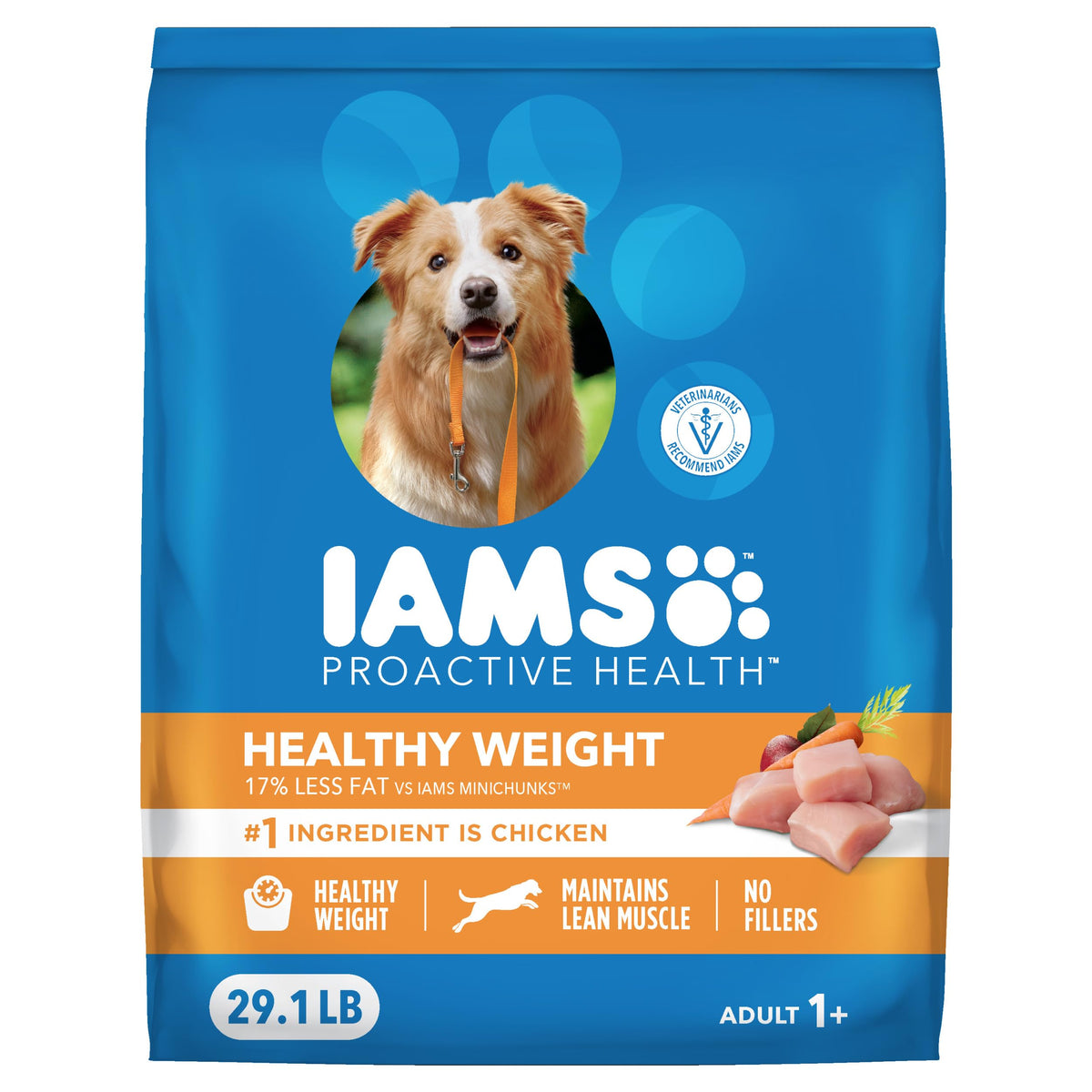IAMS Proactive Health Large Breed dry dog food bag front with real chicken as #1 ingredient