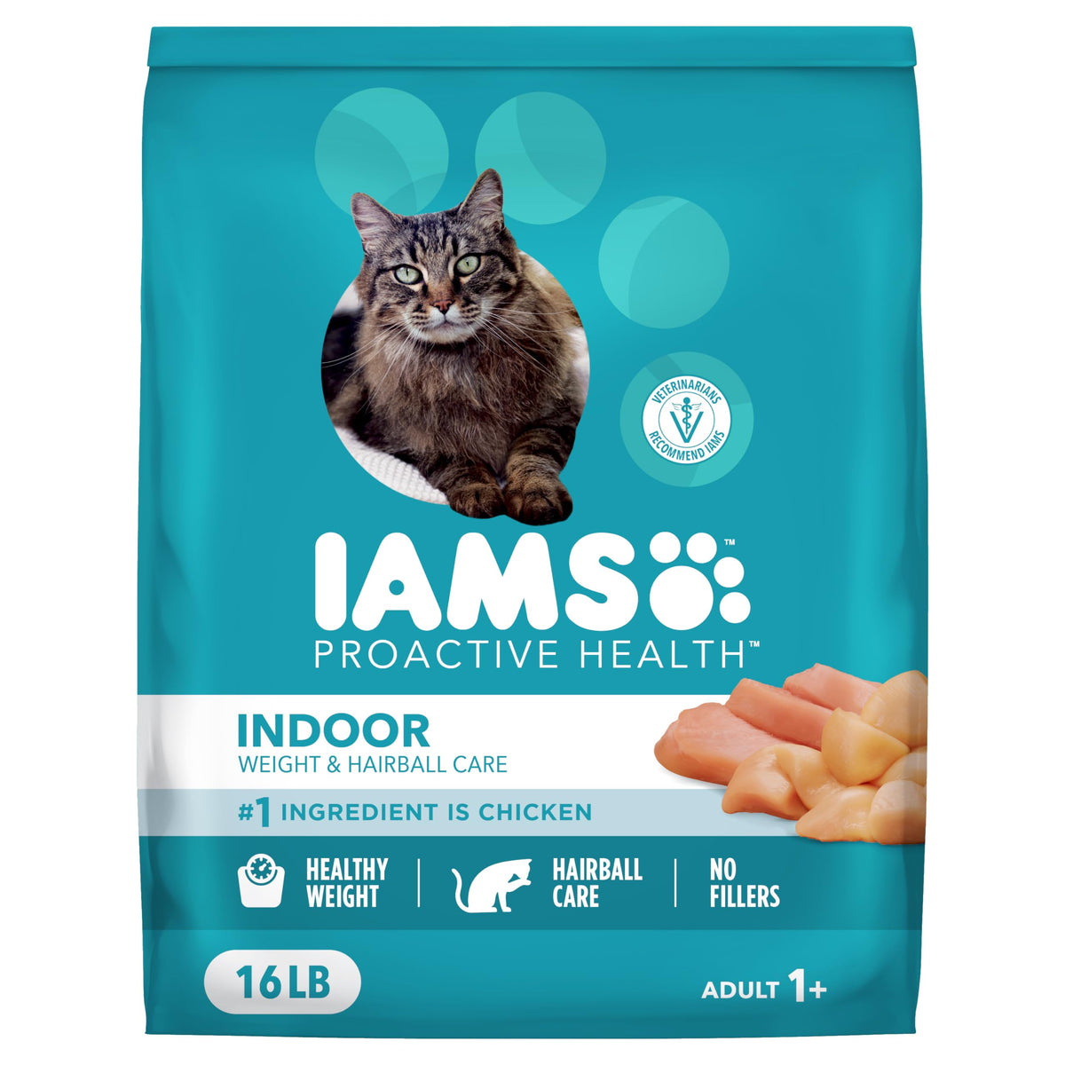 IAMS Proactive Health indoor cat food bag 16lb promoting complete indoor cat nutrition