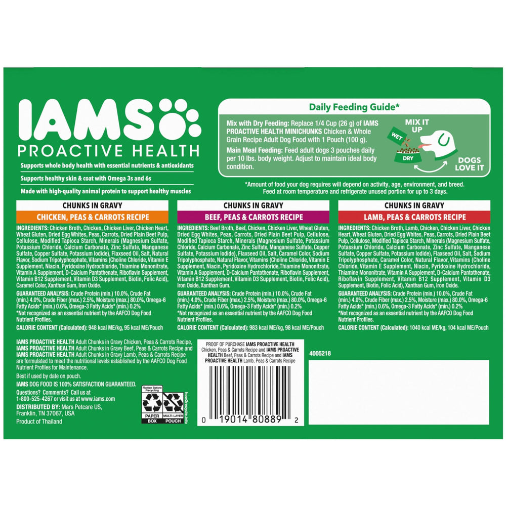 IAMS Proactive Health ingredients and nutrition highlights on label
