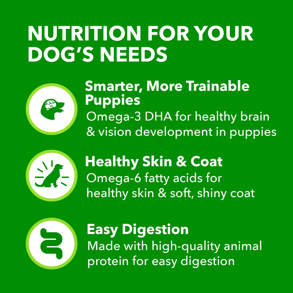 IAMS Proactive Health Puppy Wet Food omega-3 DHA supports brain development.