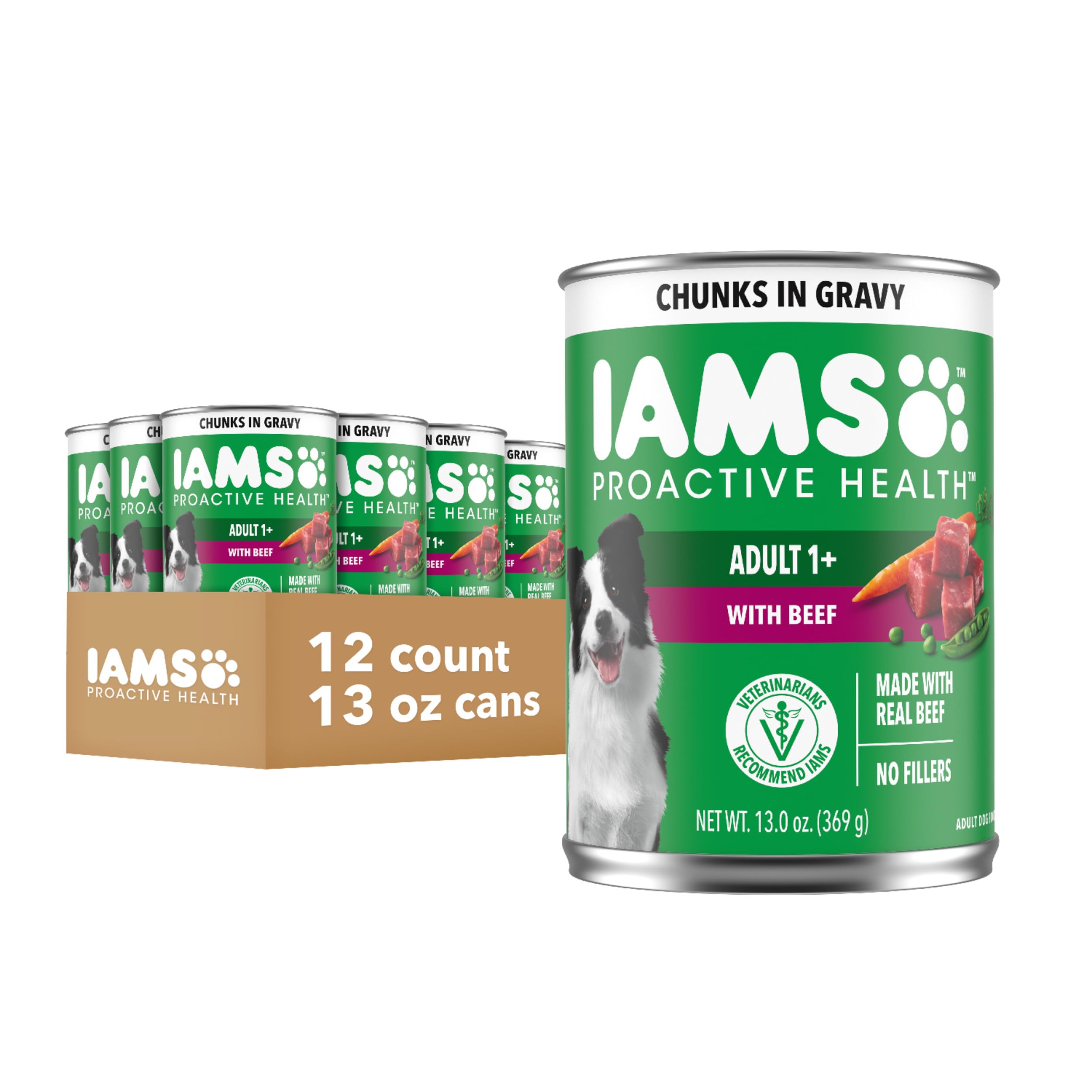 IAMS Proactive Health Beef Chunks in Gravy served in a bowl for daily meals