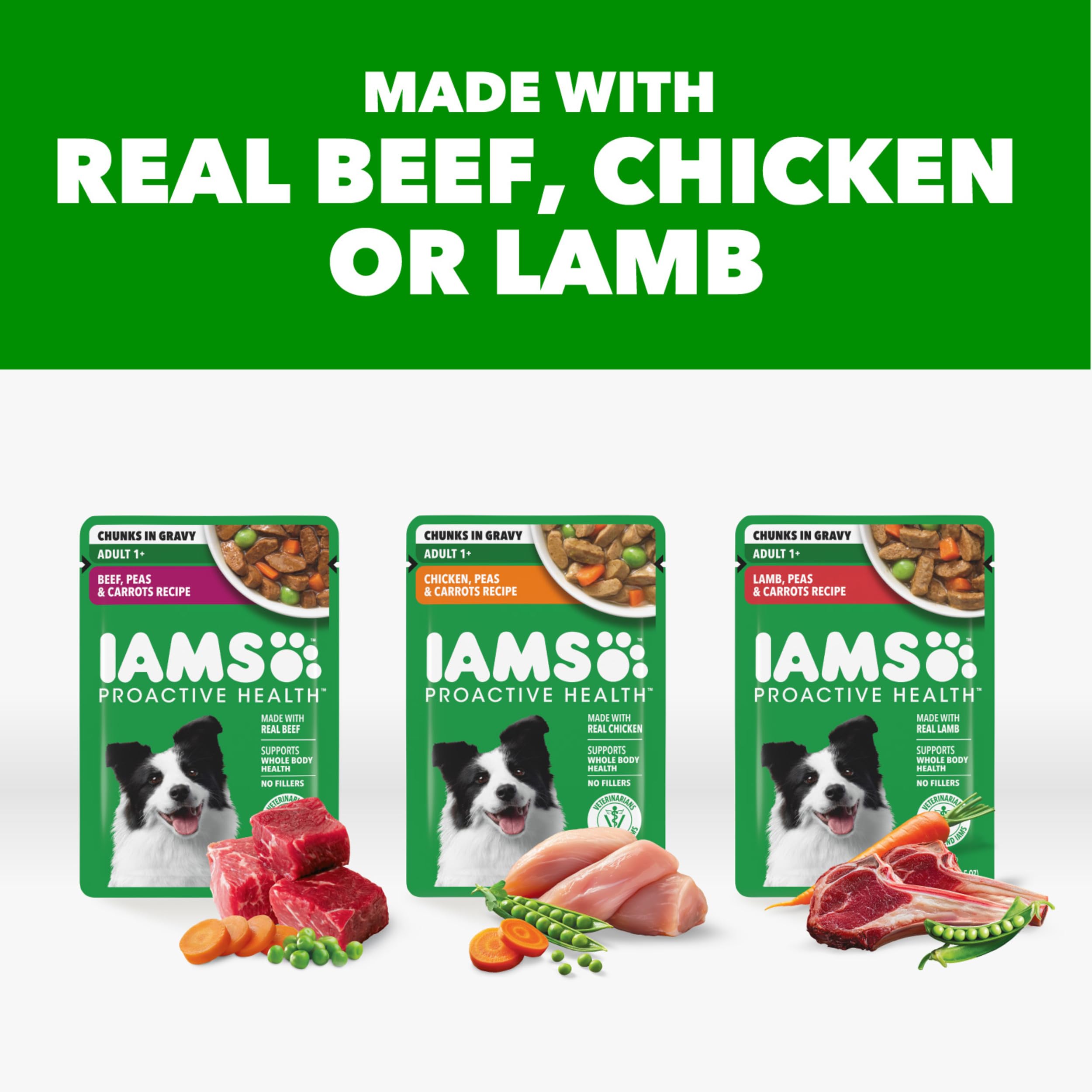 IAMS Proactive Health chicken pouch closeup highlighting wholesome protein