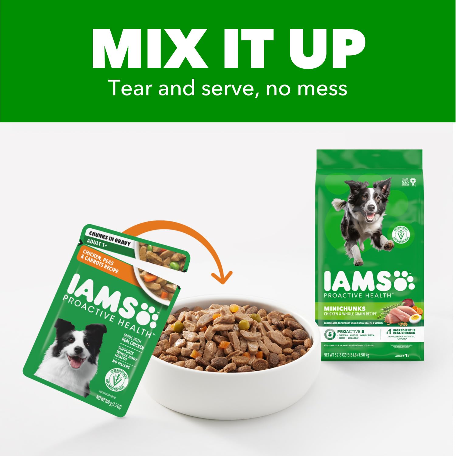 IAMS Proactive Health wet dog food omega-6 and omega-3 fatty acids for skin and coat