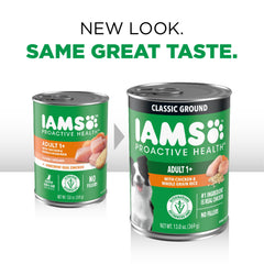 Close-up of IAMS Proactive Health wet dog food in savory gravy.