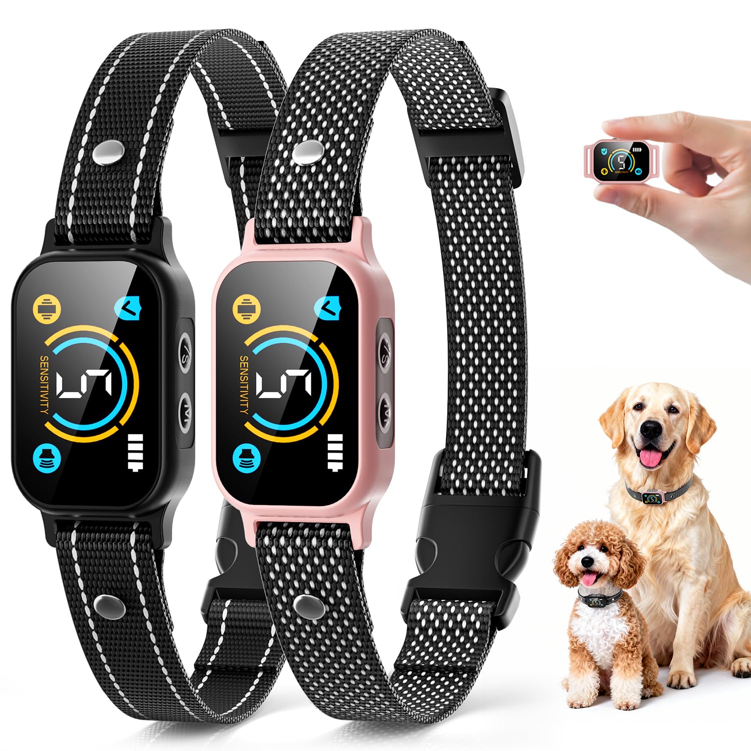 ianciu 2-pack bark collar pink for gentle, effective training.