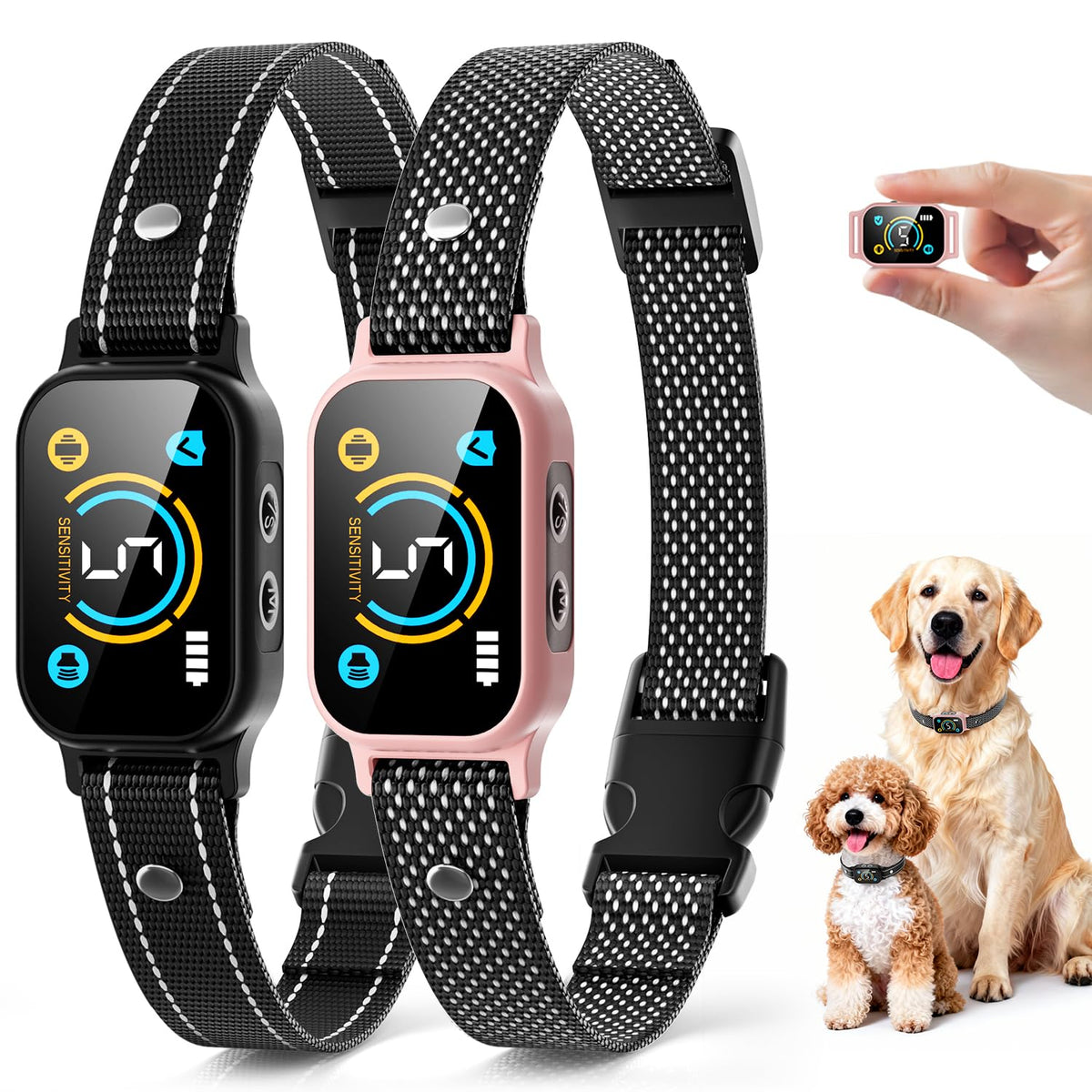ianciu 2-pack bark collar pink for gentle, effective training.