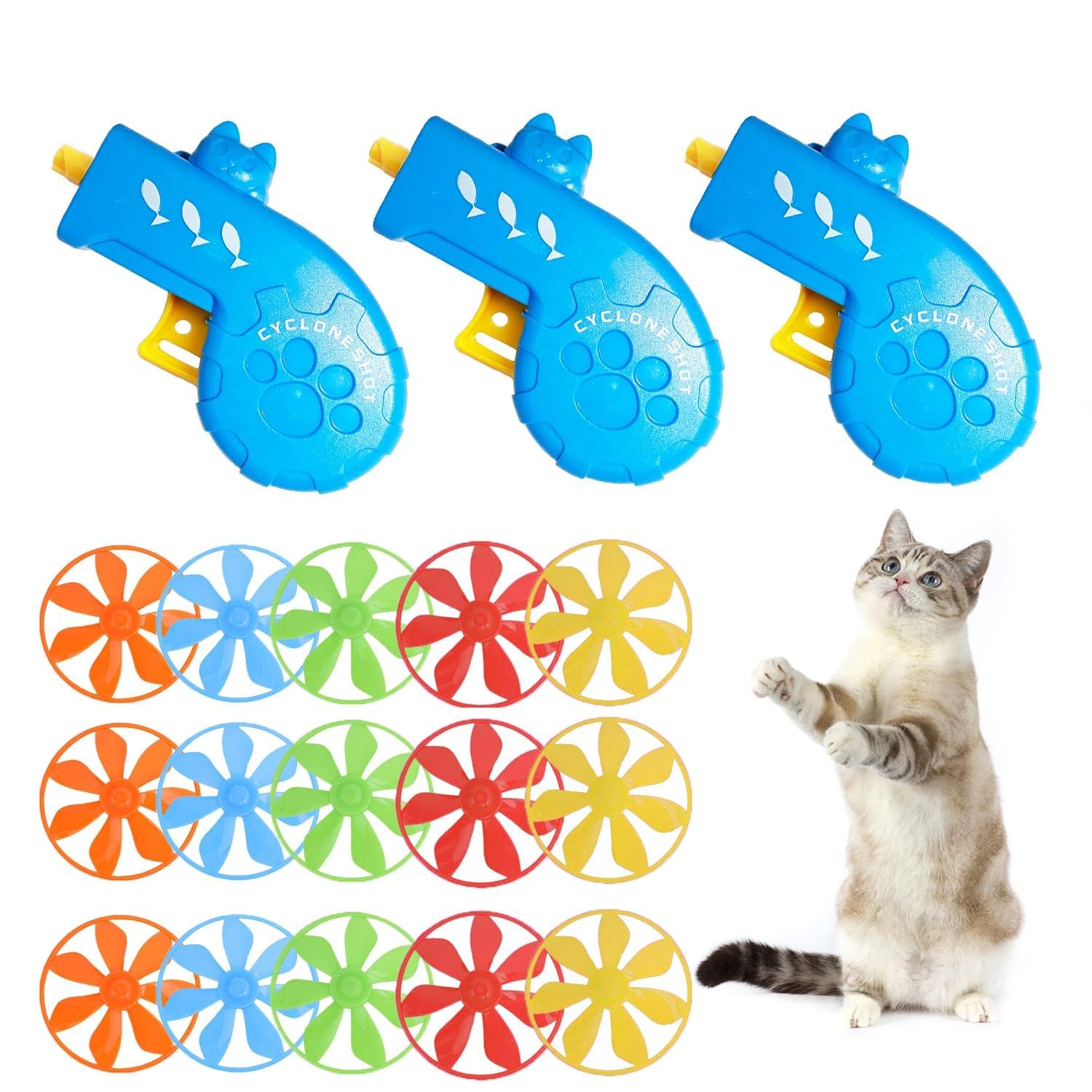 IAXSEE cat fetch toy propeller yellow head promotes active indoor play.