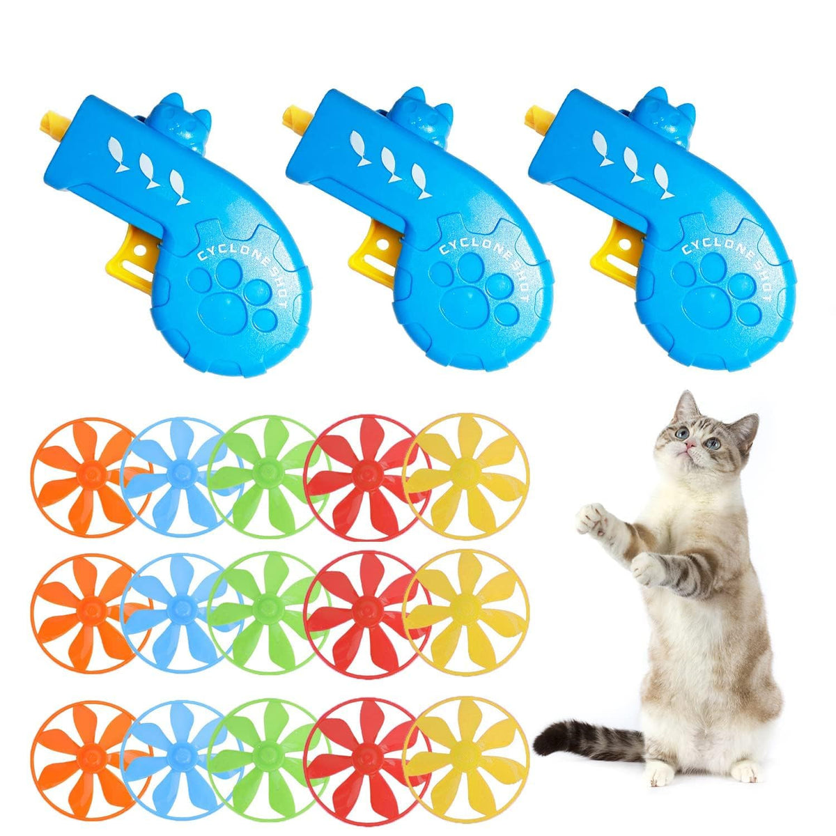 IAXSEE cat fetch toy propeller yellow head promotes active indoor play.
