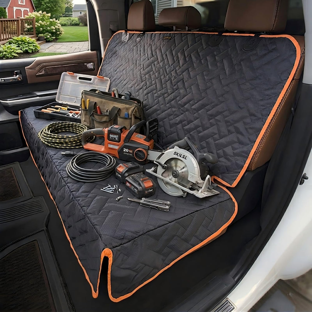 iBuddy 2-in-1 design back seat cover keeps passengers comfortable and gear protected.