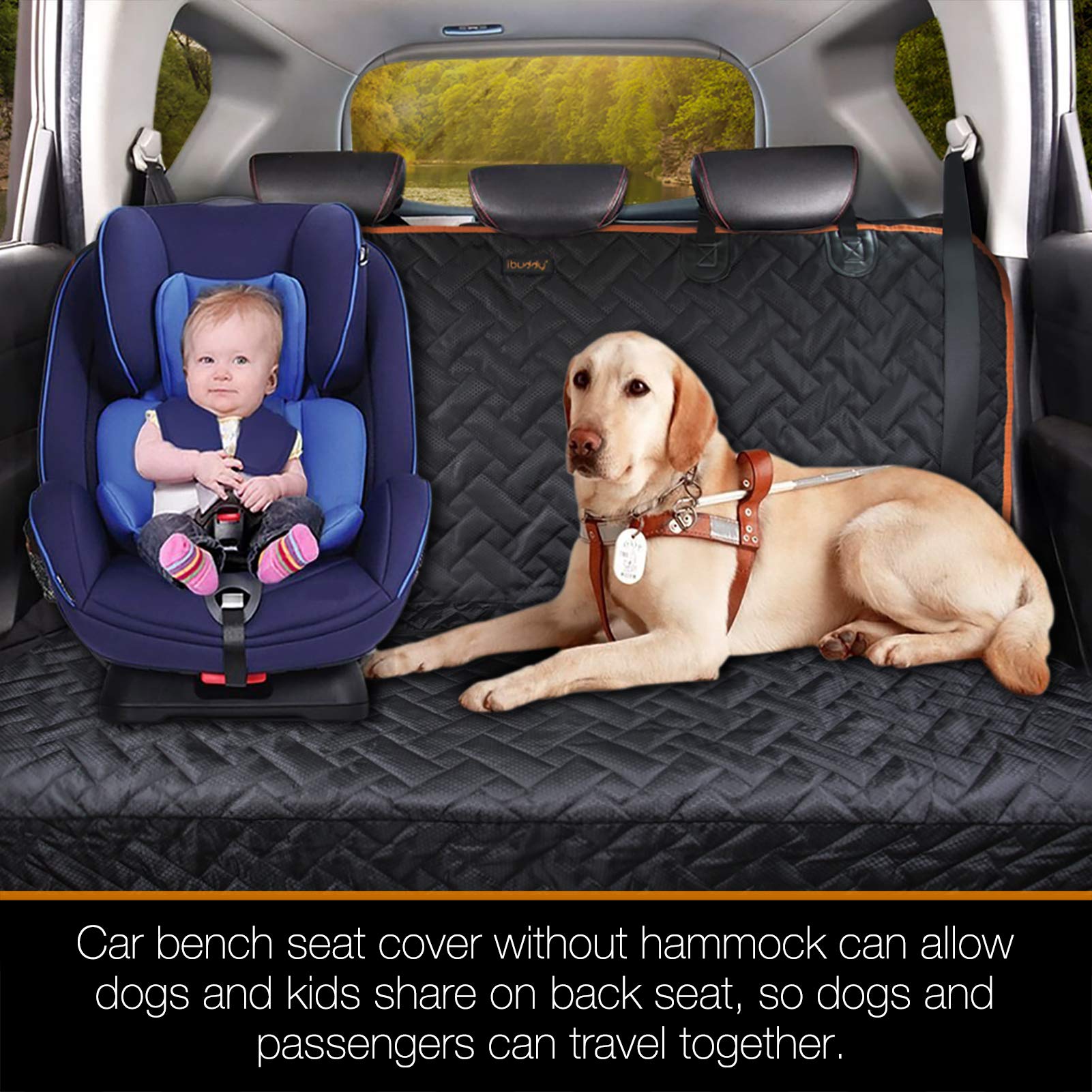 iBuddy bench seat cover offers universal fit for most cars and SUVs, 54W x 50L