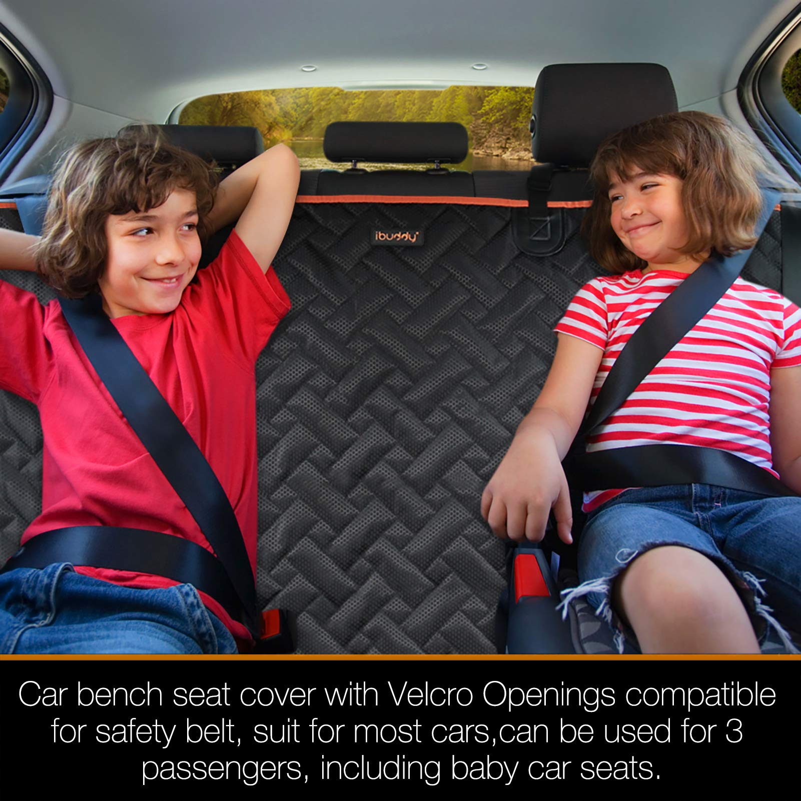 iBuddy precise Velcro seat belt openings for easy access.