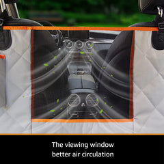 ibuddy dog seat cover close-up shows waterproof Oxford fabric for lasting protection.