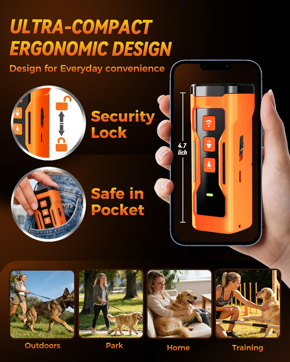 iburr dog bark deterrent compact size fits pockets for on-the-go training.