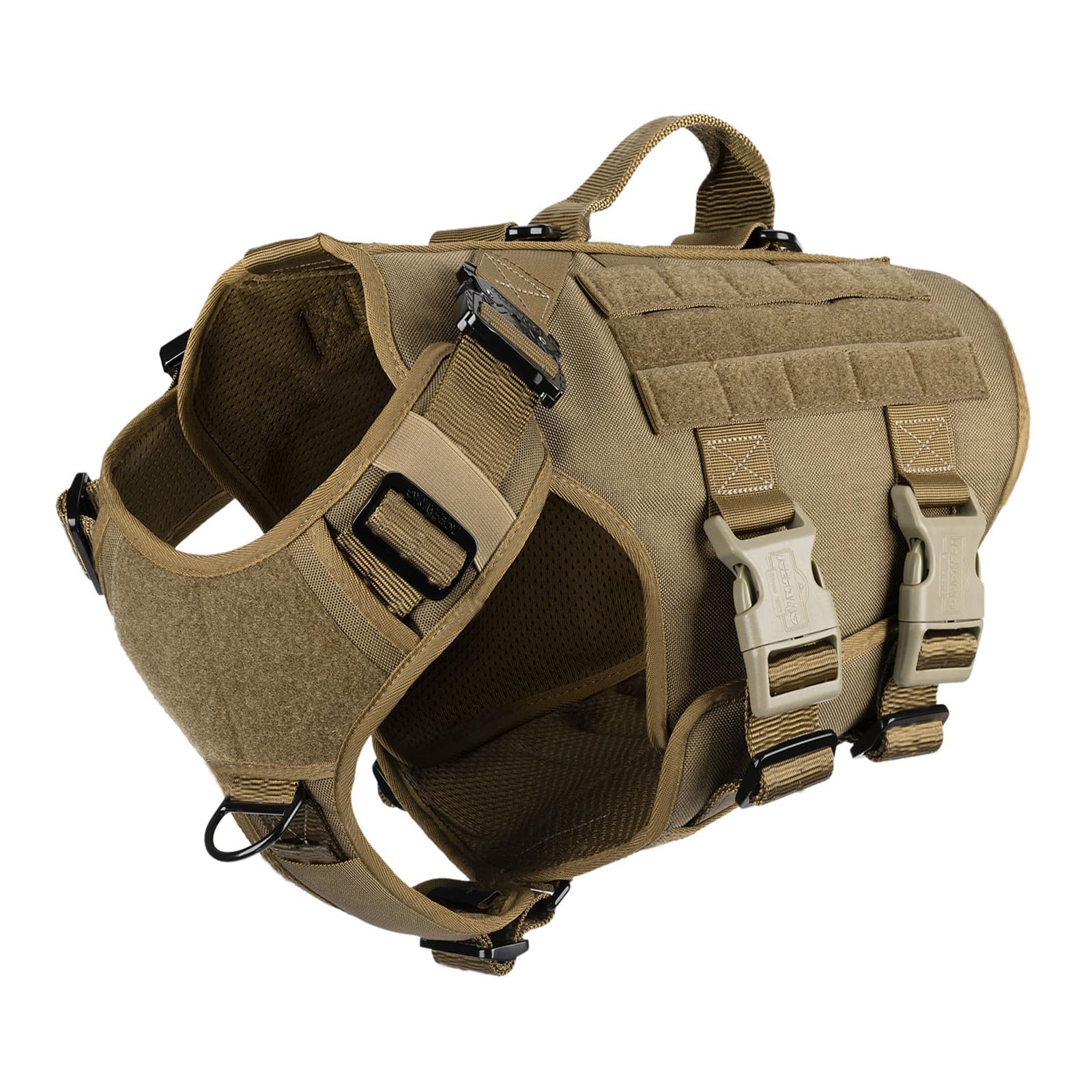 ICEFANG GN3 tactical harness front view with no pull front clip for confident walks