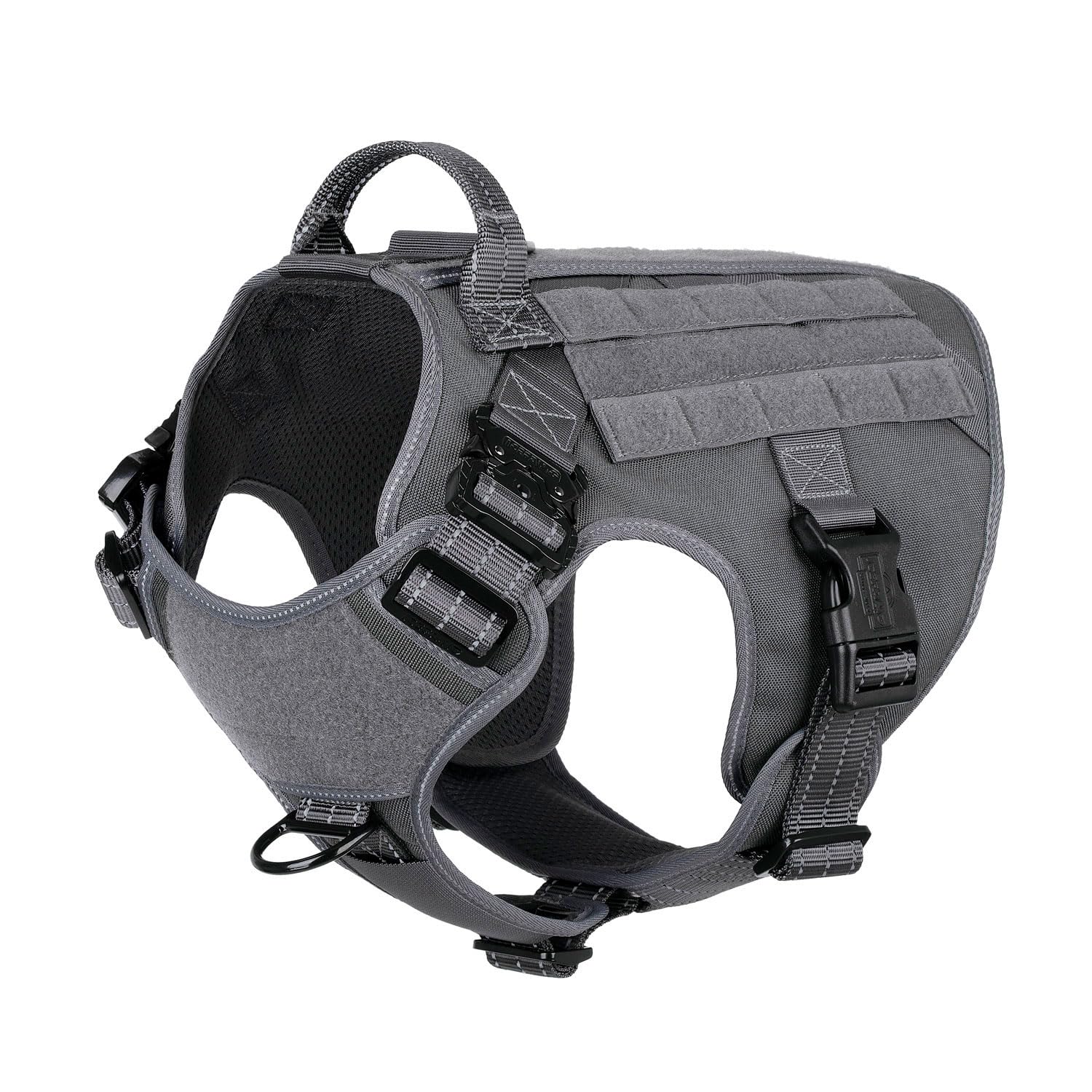 ICEFANG Tactical Dog Harness gray front view for comfort and control during walks.