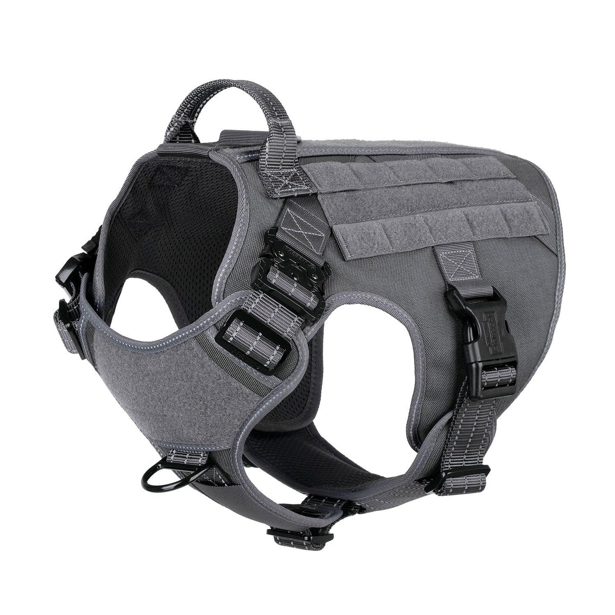 ICEFANG Tactical Dog Harness gray front view for comfort and control during walks.