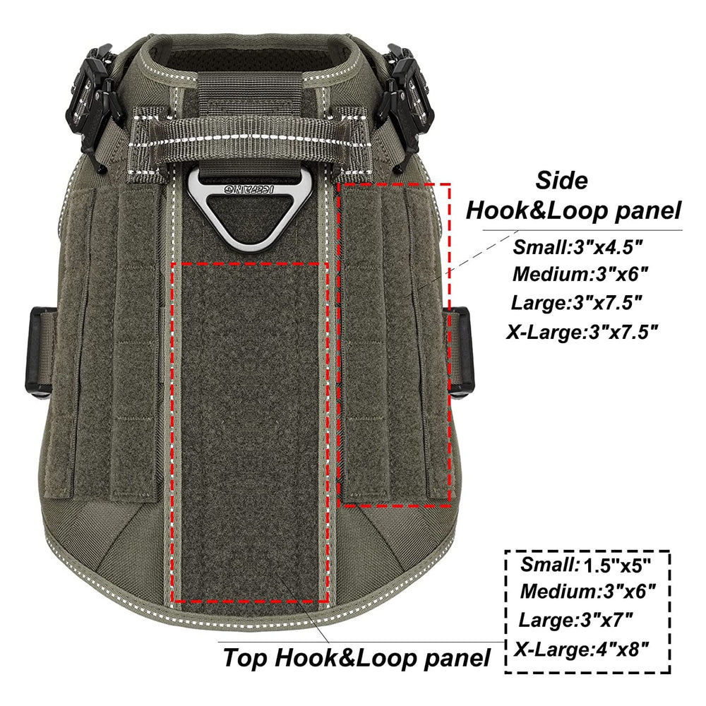 ICEFANG Tactical Dog Harness Medium, buckle closeup, highlights heavy-duty hardware for reliable use.