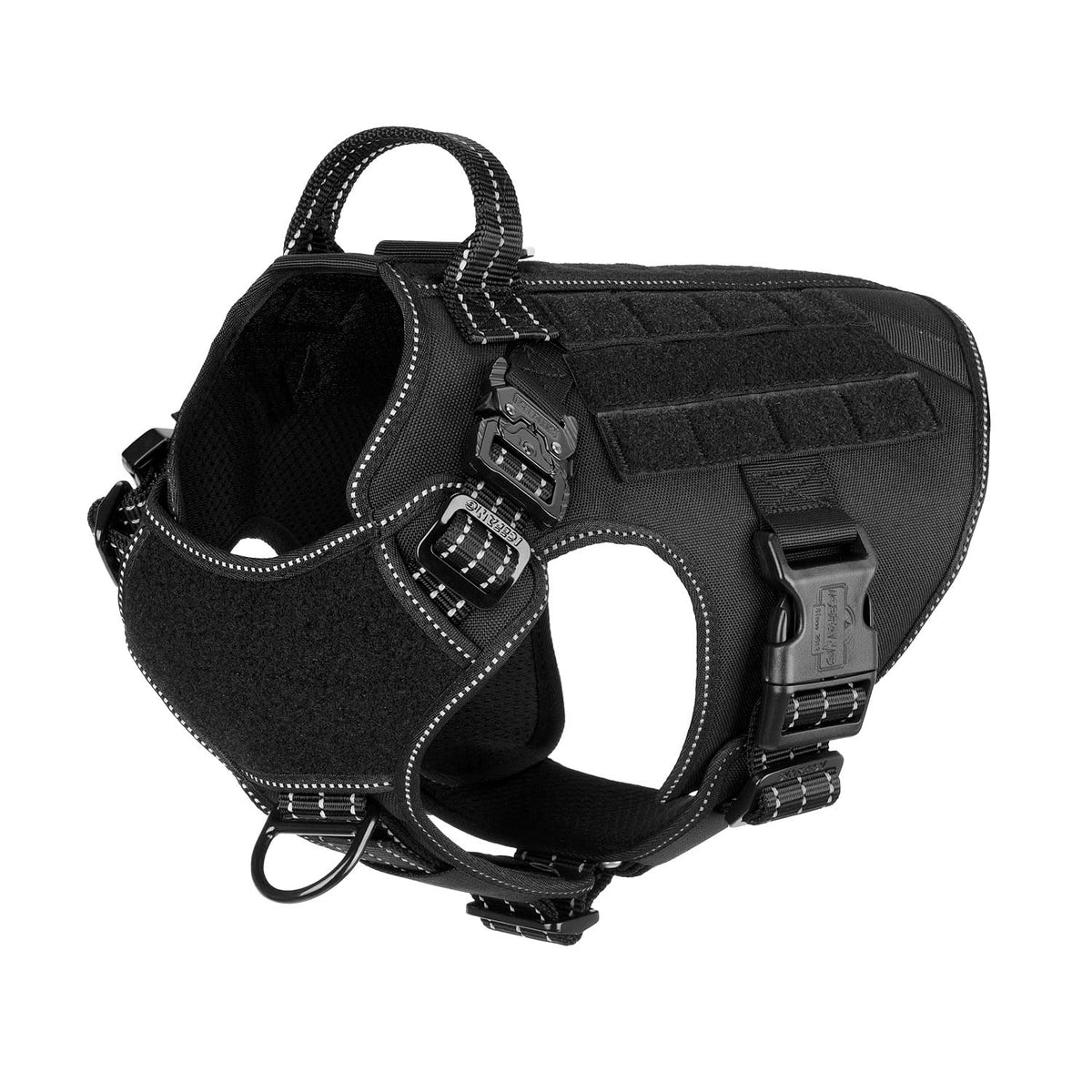 ICEFANG Tactical dog harness medium, front view, for secure daily walks.