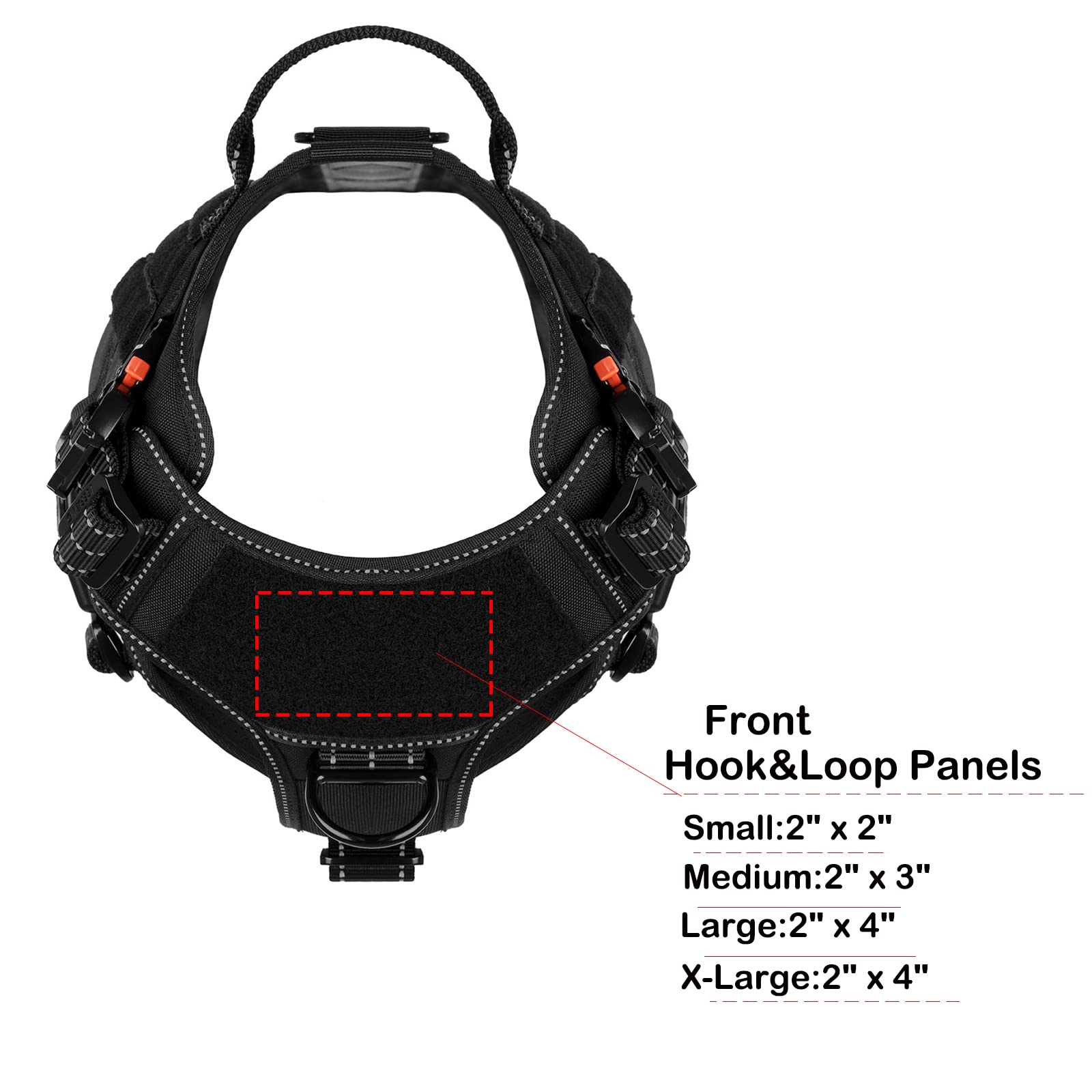 ICEFANG Tactical harness medium walking setup, shows front D-ring and built-in handle.