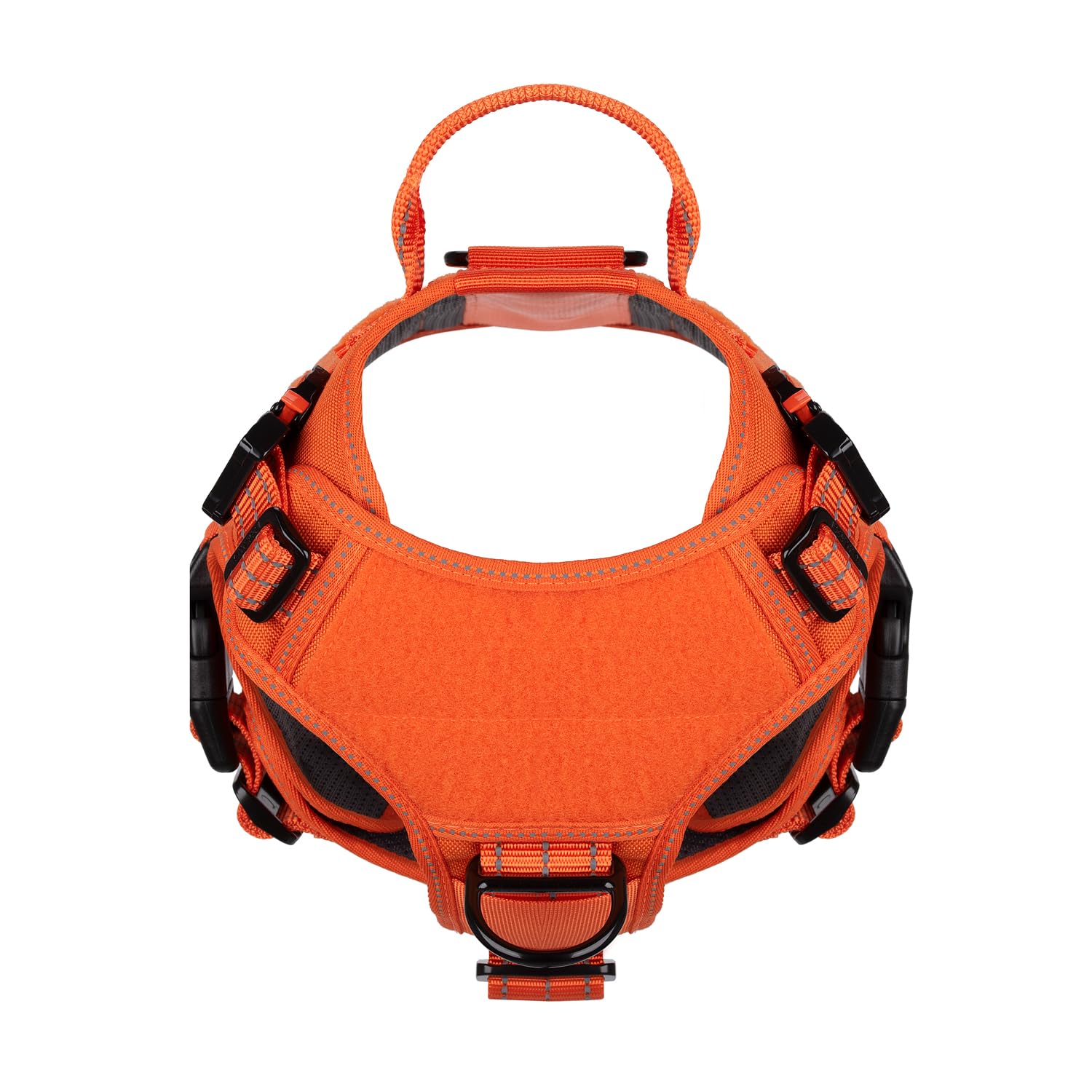 ICEFANG size-adjusted harness in orange ensures fit across activities.