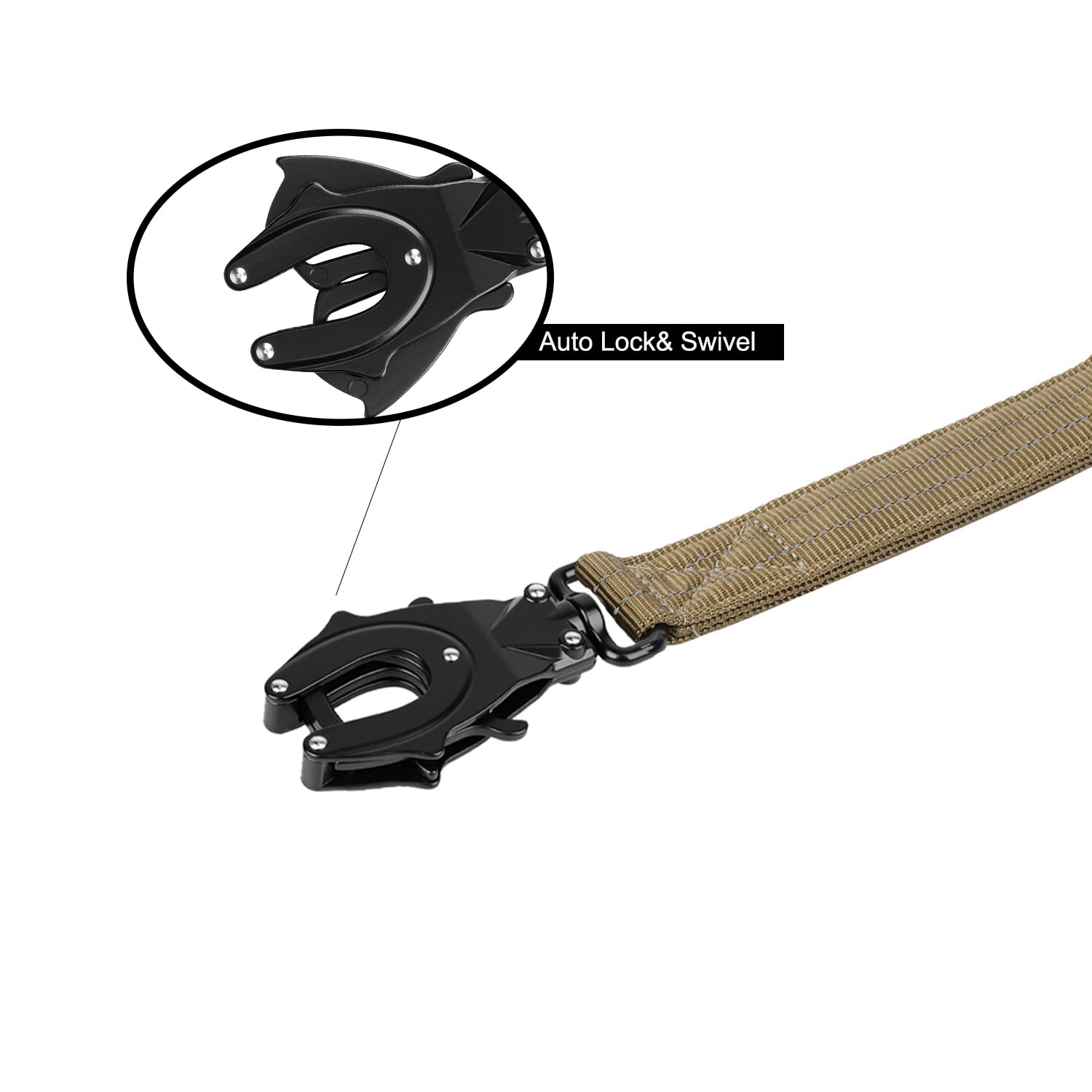 ICEFANG Leash rear D-ring for easy waste-bag attachment.