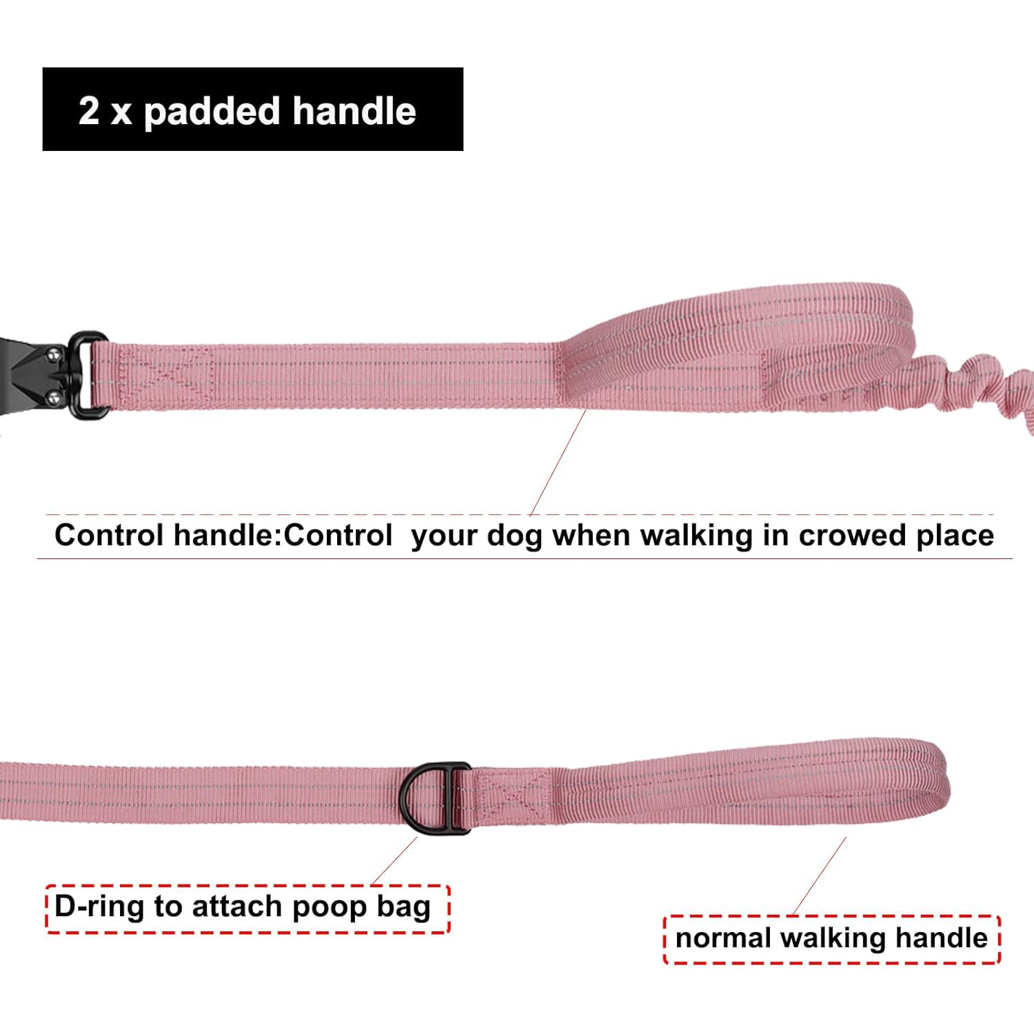 ICEFANG Tactical Dog Leash reflective nylon increases nighttime visibility.