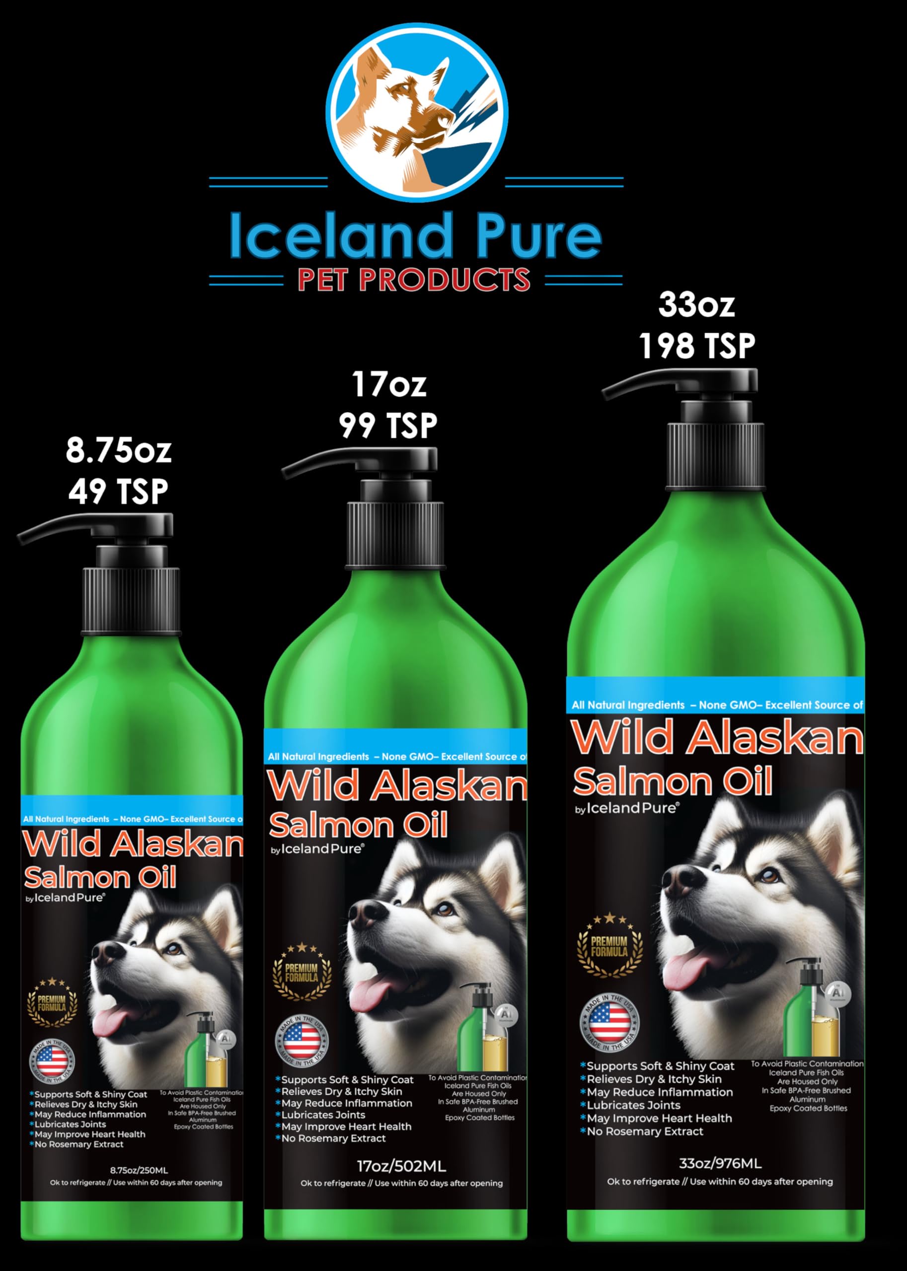 Iceland Pure image showing dogs and cats benefiting from omega-3 supplementation