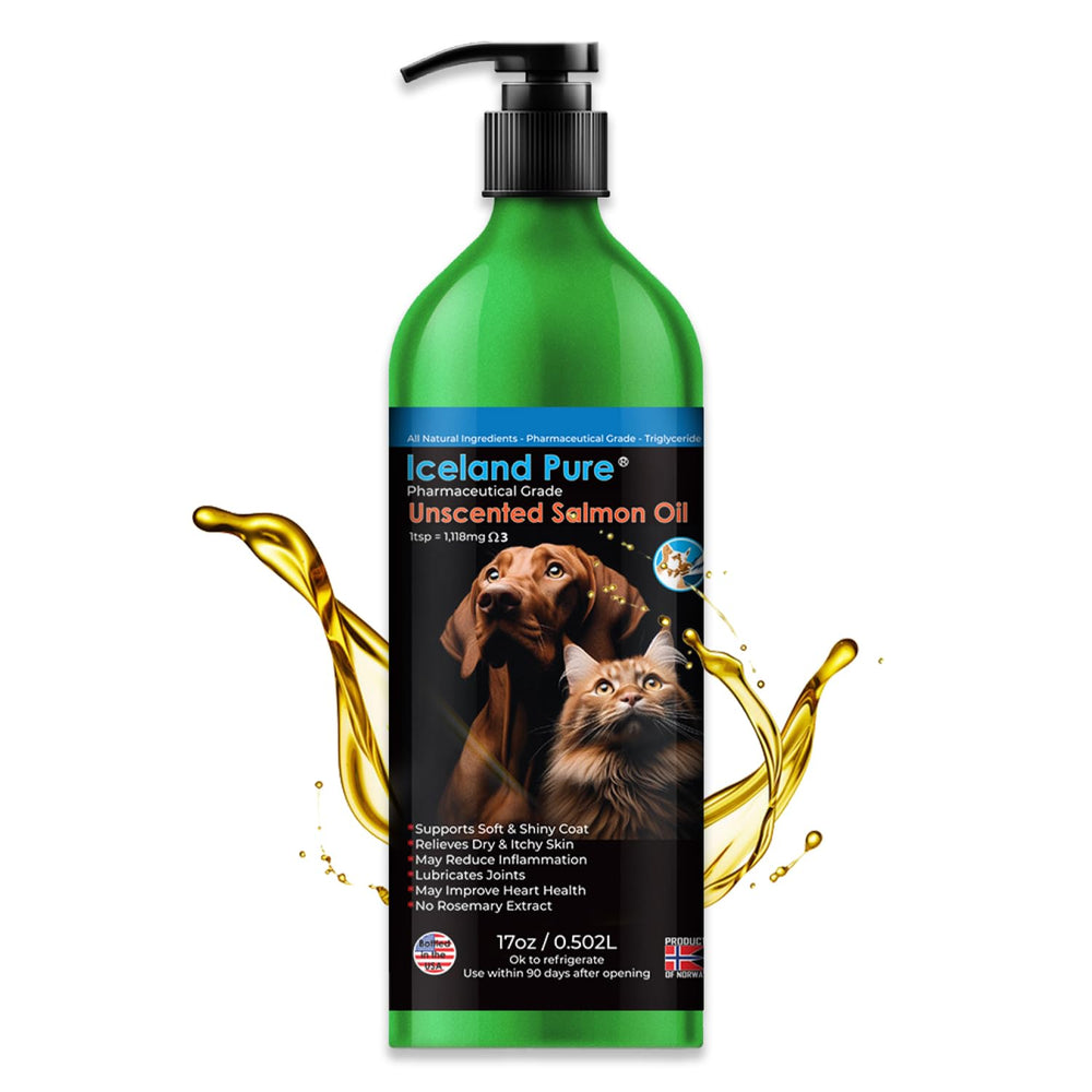 Iceland Pure Salmon Oil bottle with pump for easy, precise dosing.