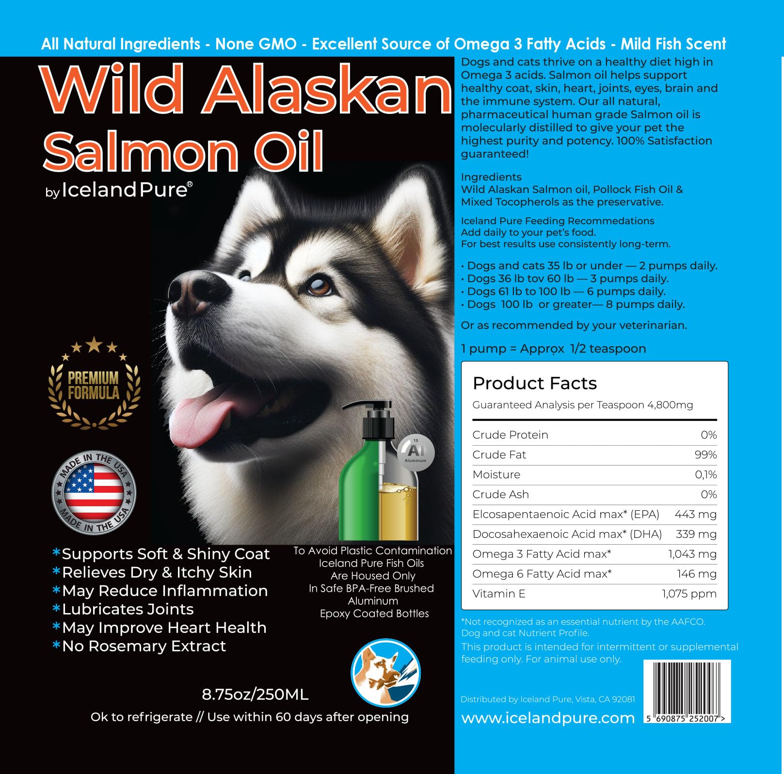 Iceland Pure wild-caught salmon and pollock blend highlighted on the label.