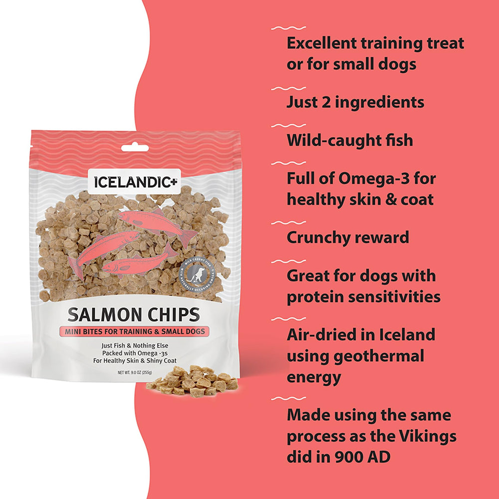 Icelandic+ Mini Fish Chips training reward ideal for small dogs.